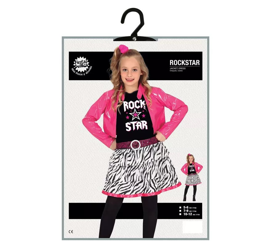 Translation missing: it.Disfraz de Estrella de Rock Rosa para niña