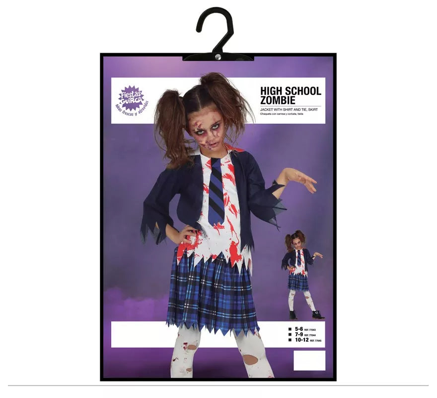 Translation missing: it.Disfraz de Estudiante de Secundaria Zombie para niña