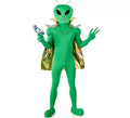 Disfraz de Extraterrestre verde con capa dorada para hombre