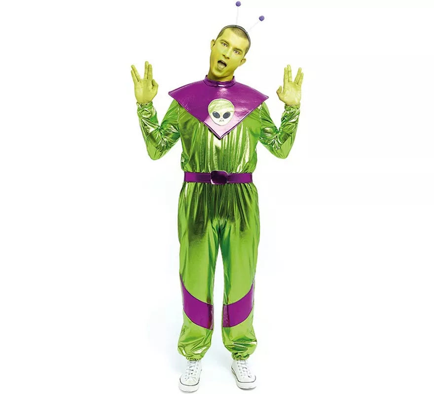 Translation missing: it.Disfraz de Extraterrestre verde y morado para hombre