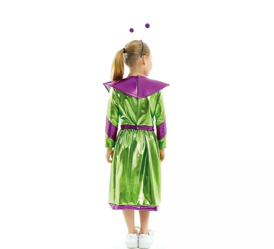 Translation missing: it.Disfraz de Extraterrestre verde y morado para niña