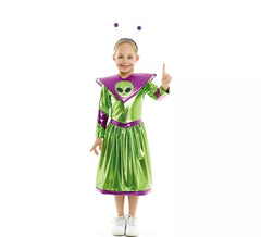 Costume da aliena verde e viola per bambina