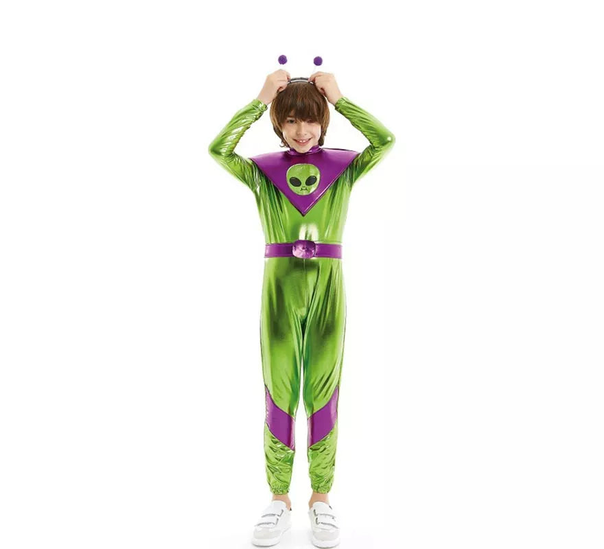 Translation missing: it.Disfraz de Extraterrestre verde y morado para niño