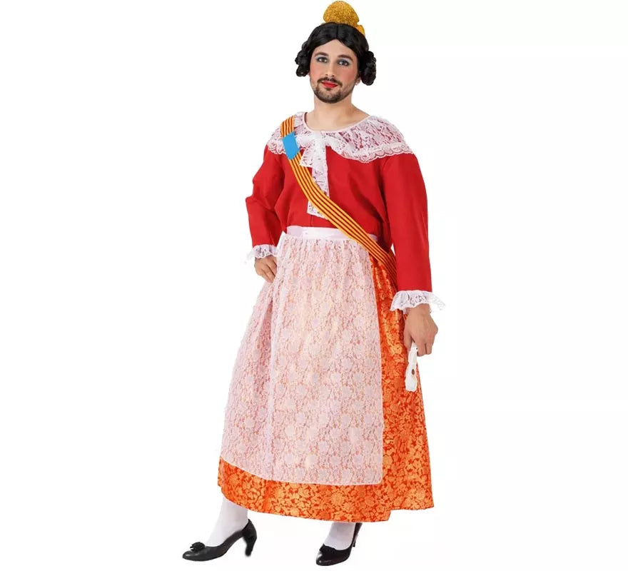 Translation missing: it.Disfraz de Fallera Mayor roja para hombre