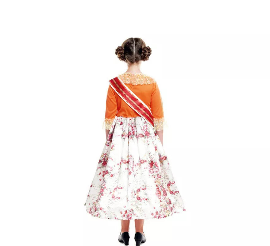 Translation missing: es.Disfraz de Fallera Naranja estampado para niña