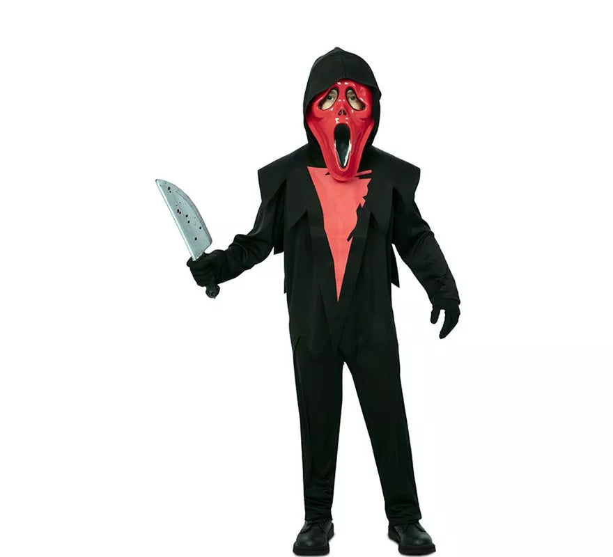 Disfraz de Fantasma Asesino rojo con máscara para niño