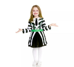 Costume da fantasma con abito a righe per neonato e bambina