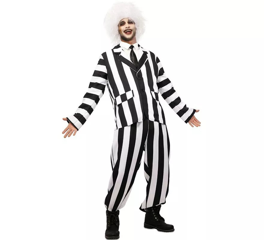 Translation missing: it.Disfraz de Fantasma de traje divertido a rayas para hombre