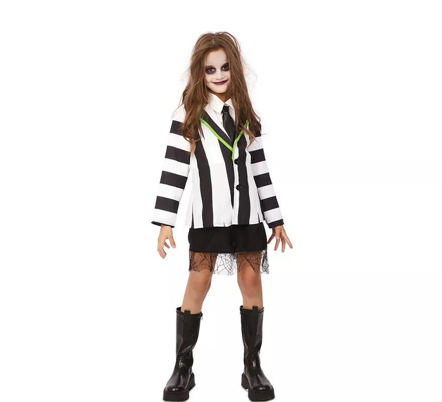 Translation missing: it.Disfraz de Fantasma de traje divertido a rayas para niña