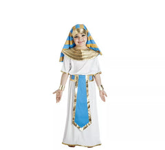 Costume di faraone egiziano bianco e blu per ragazzo