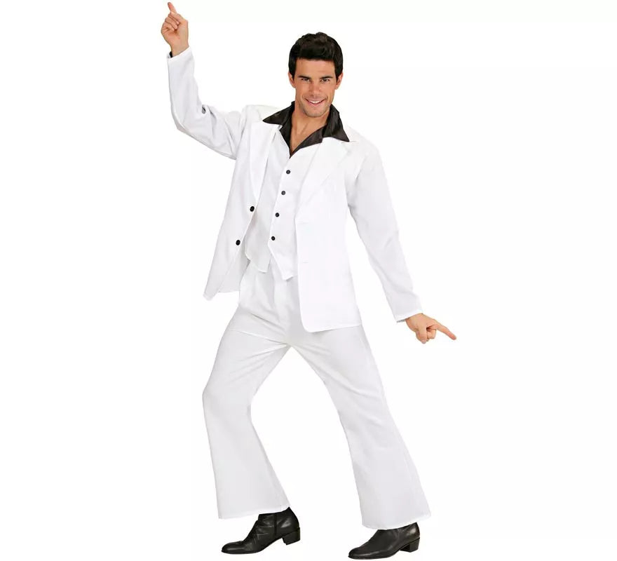 Disfraz de Fiebre Disco en traje blanco para hombre