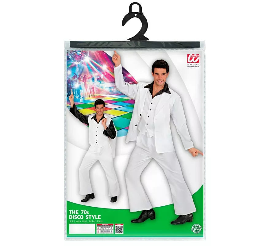 Translation missing: it.Disfraz de Fiebre Disco en traje blanco para hombre