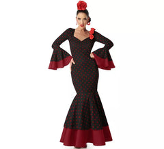 Costume da flamenco nero con pois rossi per donna