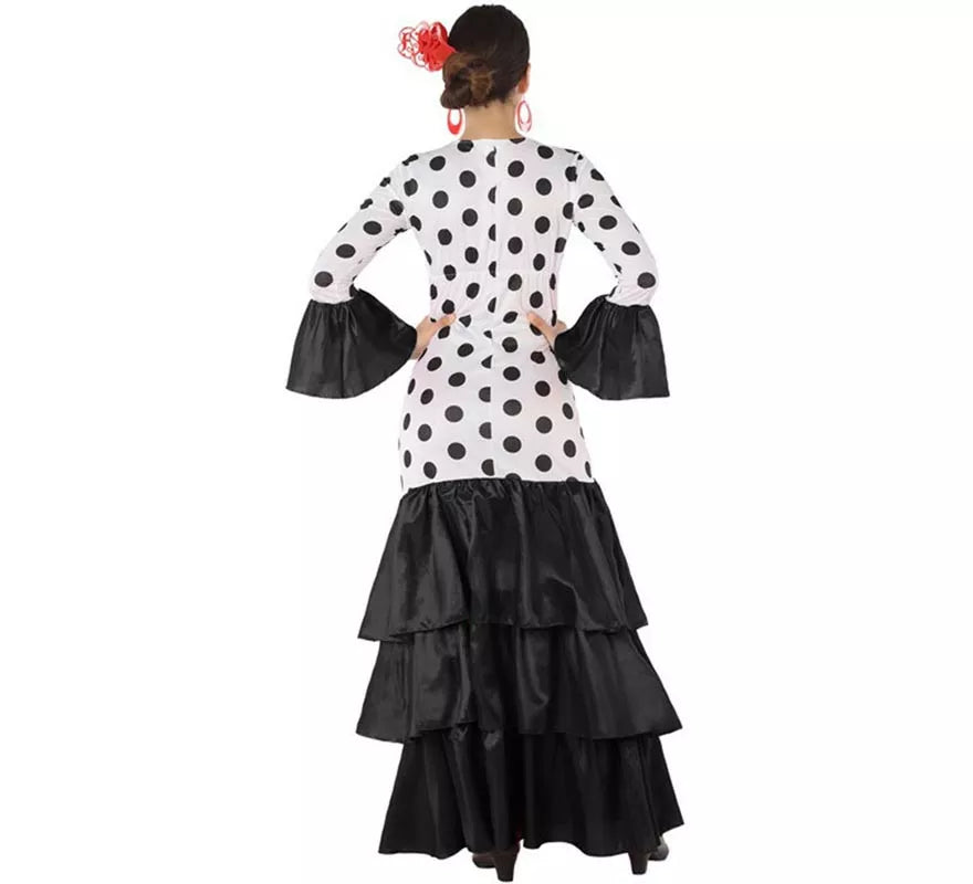 Translation missing: it.Disfraz de Flamenca o Sevillana blanco y negro para mujer