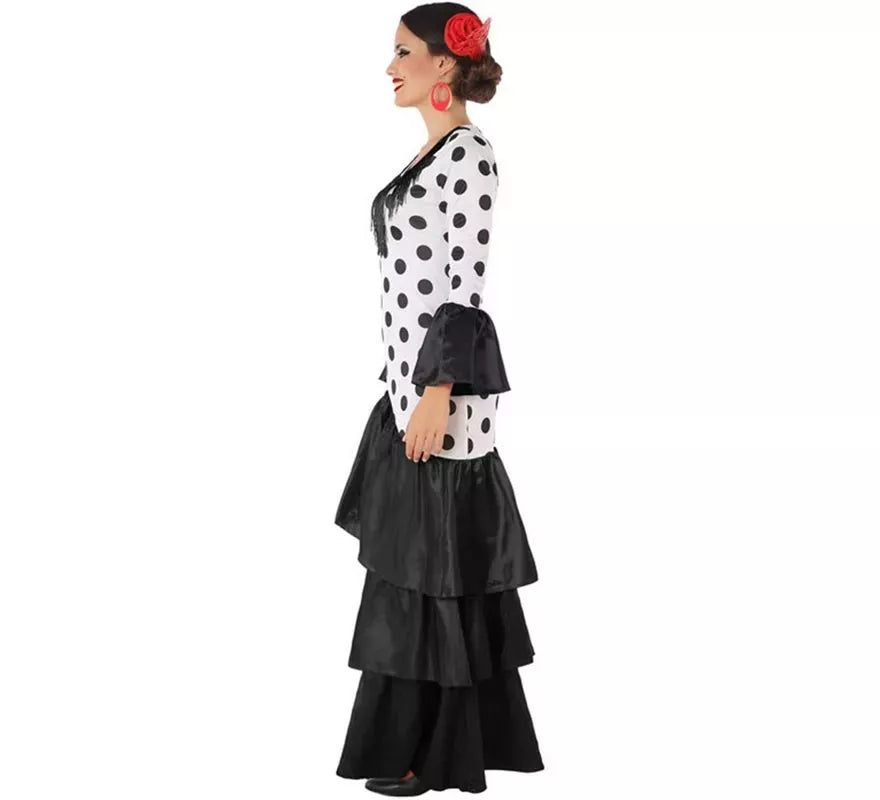 Translation missing: it.Disfraz de Flamenca o Sevillana blanco y negro para mujer