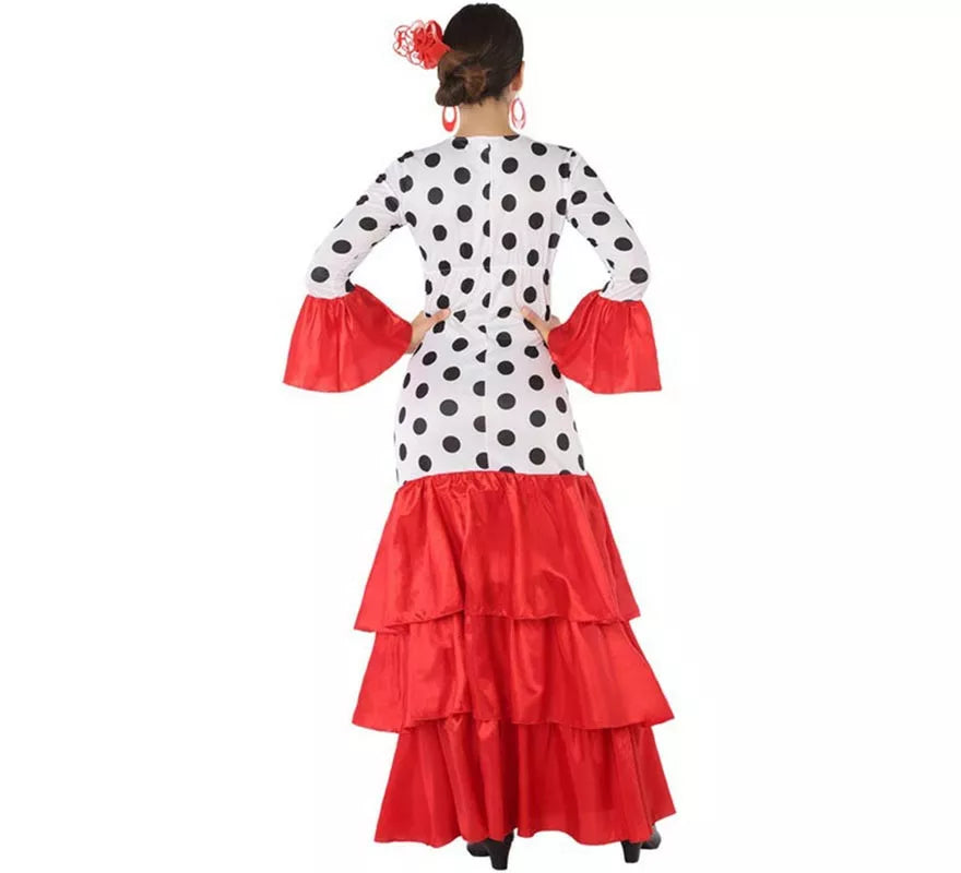 Disfraz de Flamenca o Sevillana blanco y rojo para mujer