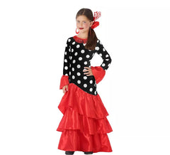 Costume da Flamenco a pois rossi per bambina