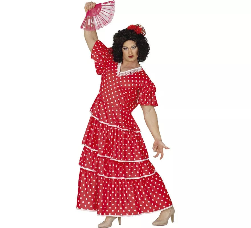Translation missing: it.Disfraz de Flamenca Rojo a Lunares para hombre