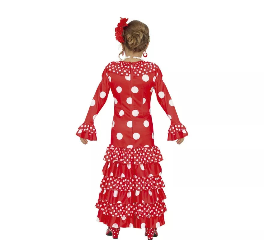 Translation missing: it.Disfraz de Flamenca Rojo a Lunares para niña