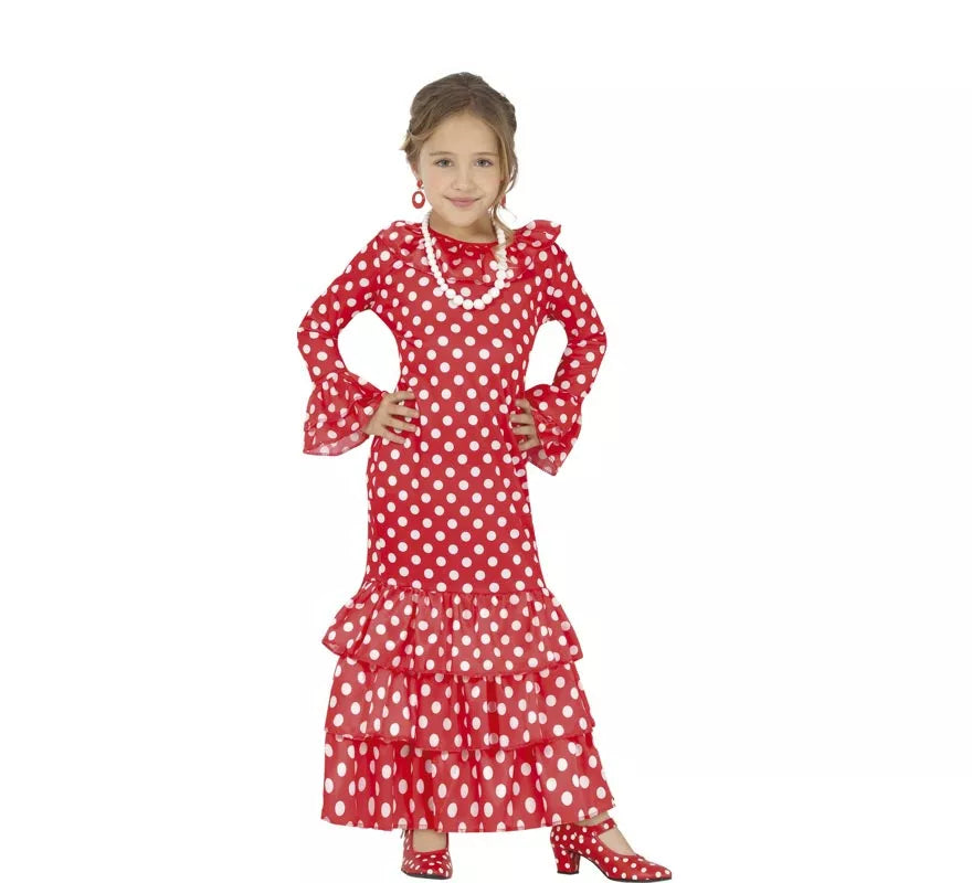 Translation missing: it.Disfraz de Flamenca Rojo a Lunares para niña