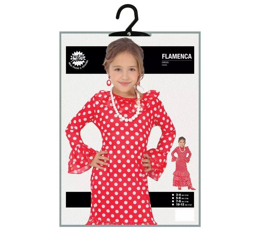 Translation missing: it.Disfraz de Flamenca Rojo a Lunares para niña