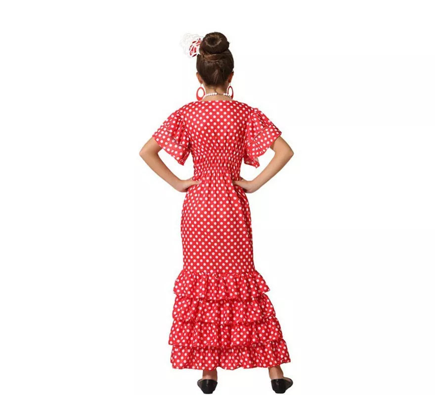 Translation missing: it.Disfraz de Flamenca Rojo con puntos pequeños para niña