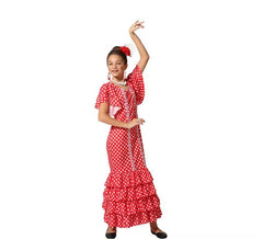 Flamenco costume rosso con piccoli punti per le ragazze