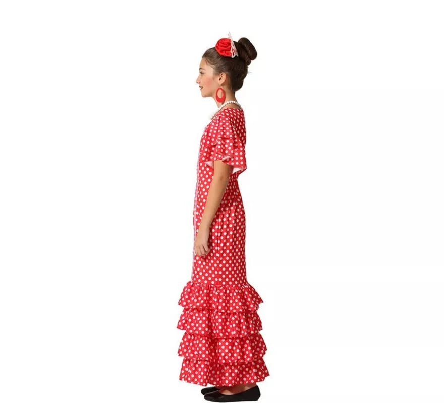 Translation missing: it.Disfraz de Flamenca Rojo con puntos pequeños para niña