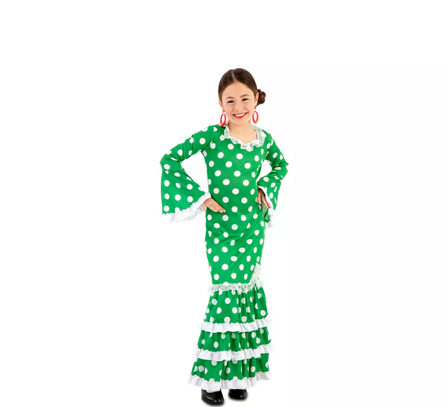 Translation missing: it.Flamenca Verde con lunares para niña
