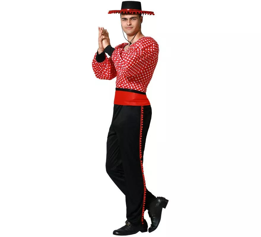Translation missing: it.Disfraz de Flamenco rojo y negro para hombre