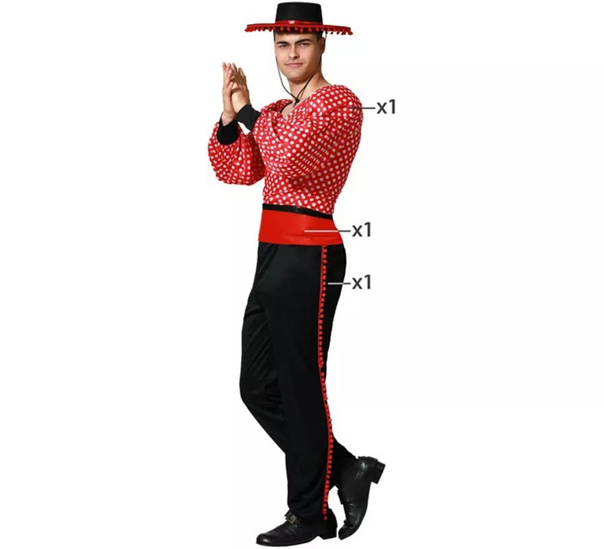 Translation missing: it.Disfraz de Flamenco rojo y negro para hombre