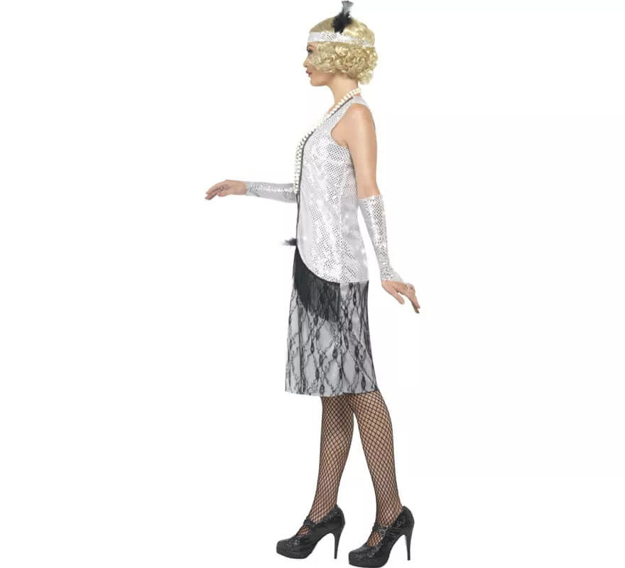 Translation missing: it.Disfraz de Flapper años 20 Plata para mujer
