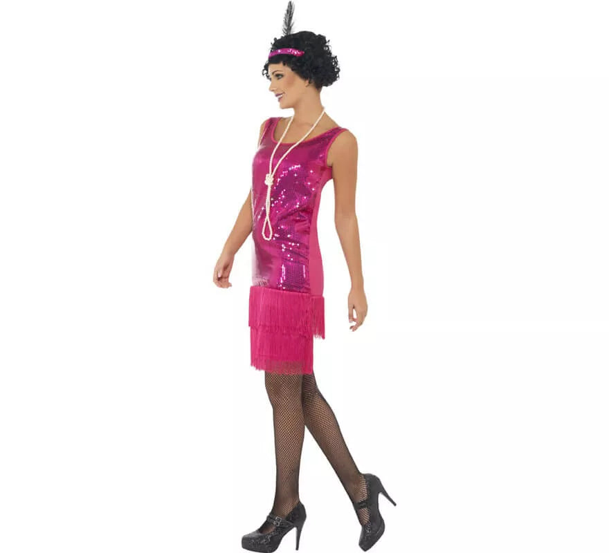Disfraz de Flapper Locos años 20 Rosa para Mujer