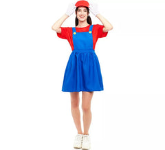 Costume da idraulico rosso da videogioco per donna