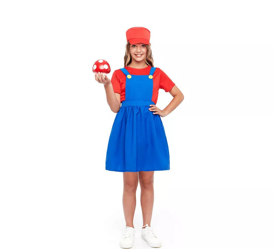 Translation missing: it.Disfraz de Fontanera Roja de Videojuegos para niña