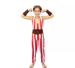 Costume da uomo forte rosso e bianco con cintura per bambino