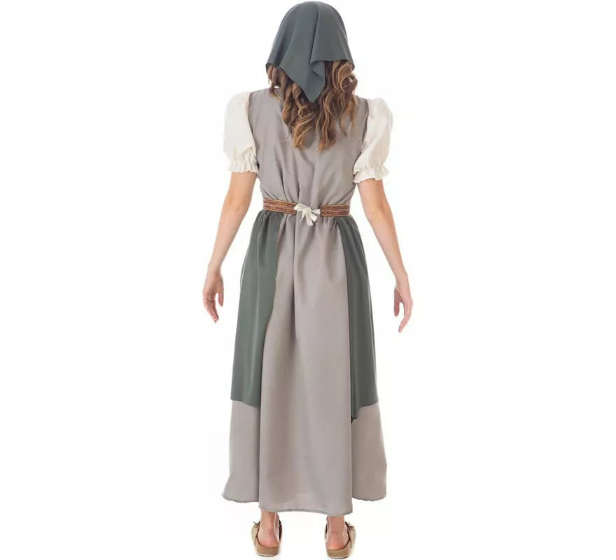 Translation missing: it.Disfraz de Frutera Medieval gris con pañuelo para mujer