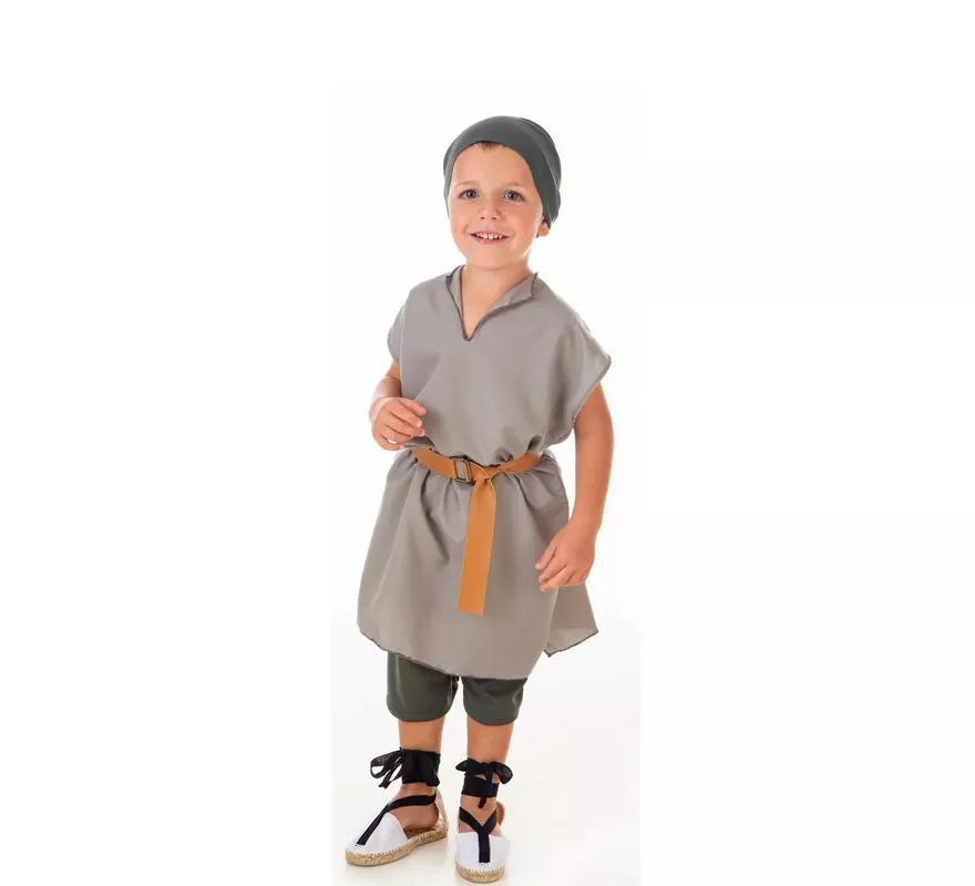 Disfraz de Frutero Medieval gris con pañuelo para niño
