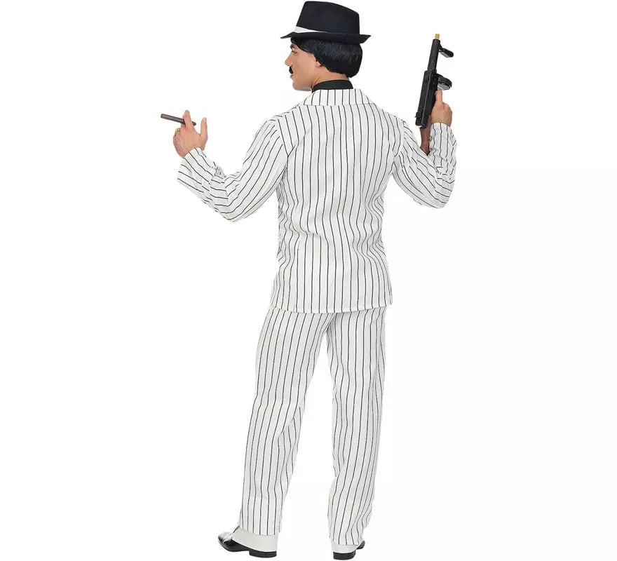 Disfraz de Gángster blanco a rayas para hombre