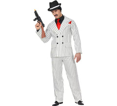 Costume da gangster bianco a righe da uomo