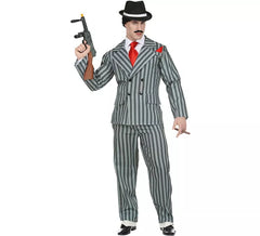 Costume da gangster grigio a righe da uomo