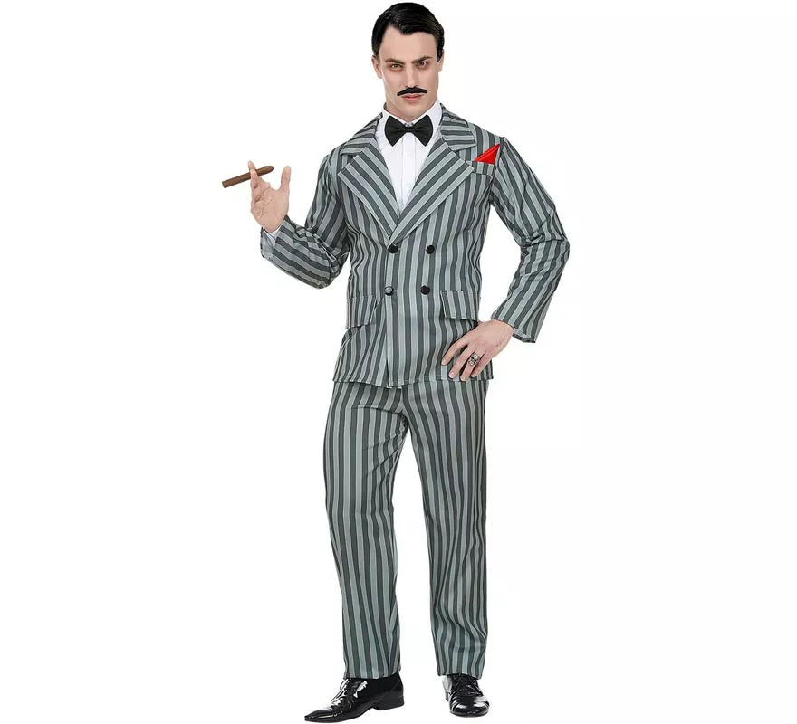 Translation missing: it.Disfraz de Gángster gris a rayas para hombre