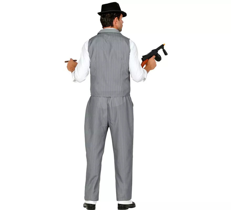 Translation missing: it.Disfraz de Gángster gris con corbata para hombre