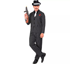 Costume da gangster a righe bianche e nere da uomo