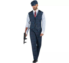 Costume da gangster inglese scozzese blu da uomo
