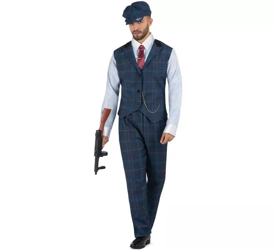 Translation missing: es.Disfraz de Gánster Inglés a cuadros azules para hombre
