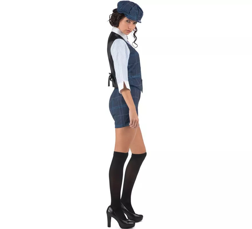Translation missing: it.Disfraz de Gánster Inglesa a cuadros azules para mujer