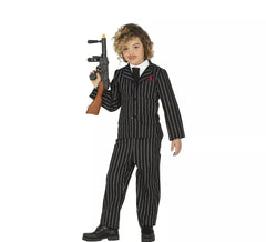 Costume da gangster nero con strisce per ragazzo