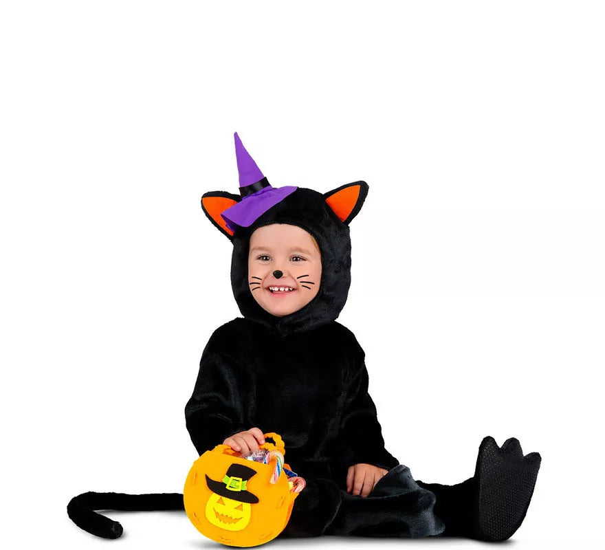 Translation missing: es.Disfraz de Gatito Negro con Calabaza para bebé y niños