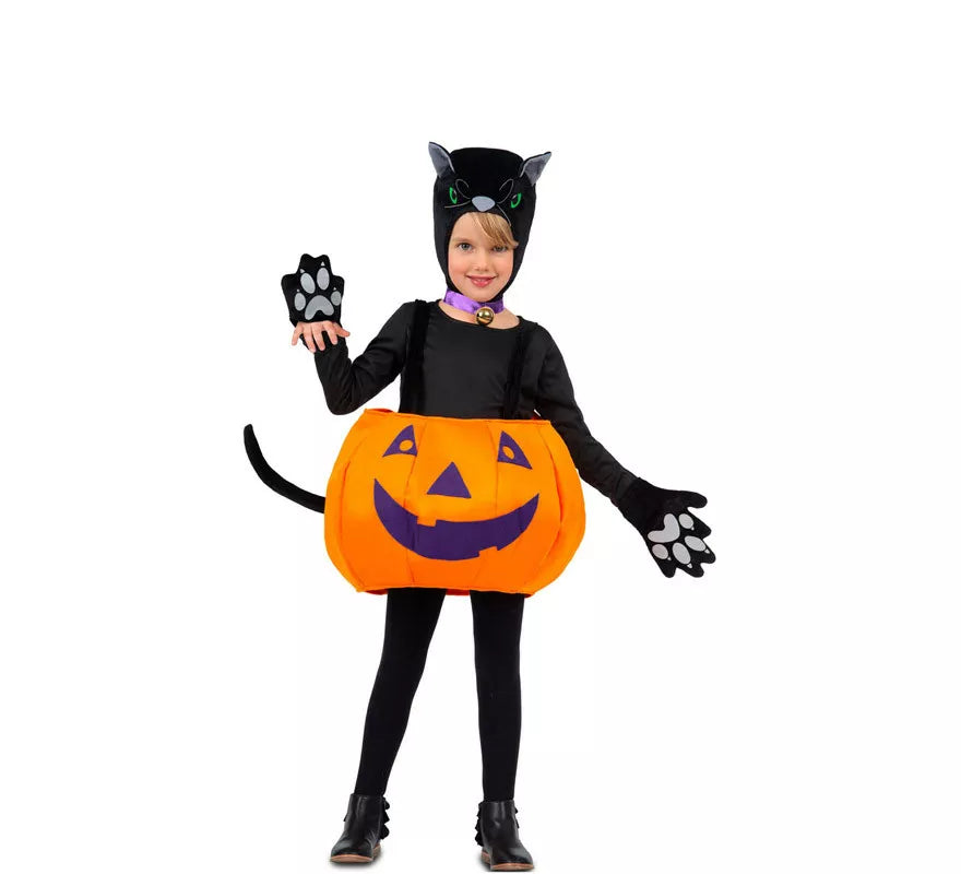 Translation missing: it.Disfraz de Gato Negro con Calabaza Grande para niña